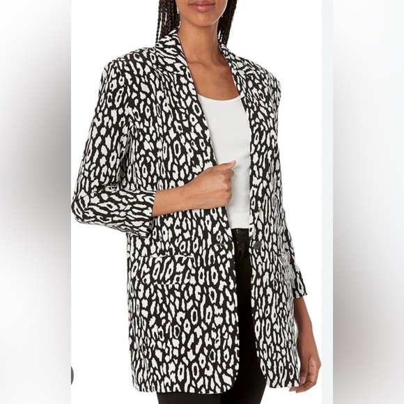 NWT 488.00 THE KOOPLES 80’S INSPIRED LEOPARD LONG LINE BLAZRR SMALL OVERSIZED - Picture 2 of 7